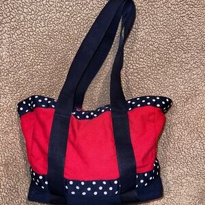 Red, White & Blue tote with tie closure.